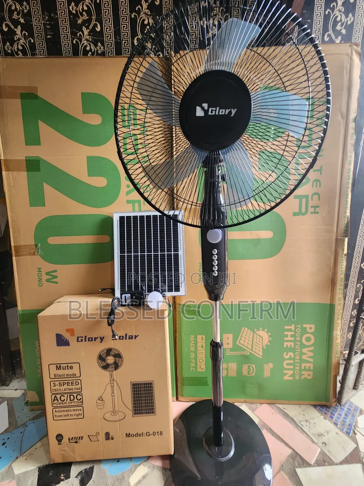 16" Inches Glory Solar Rechargeable Standing Fan