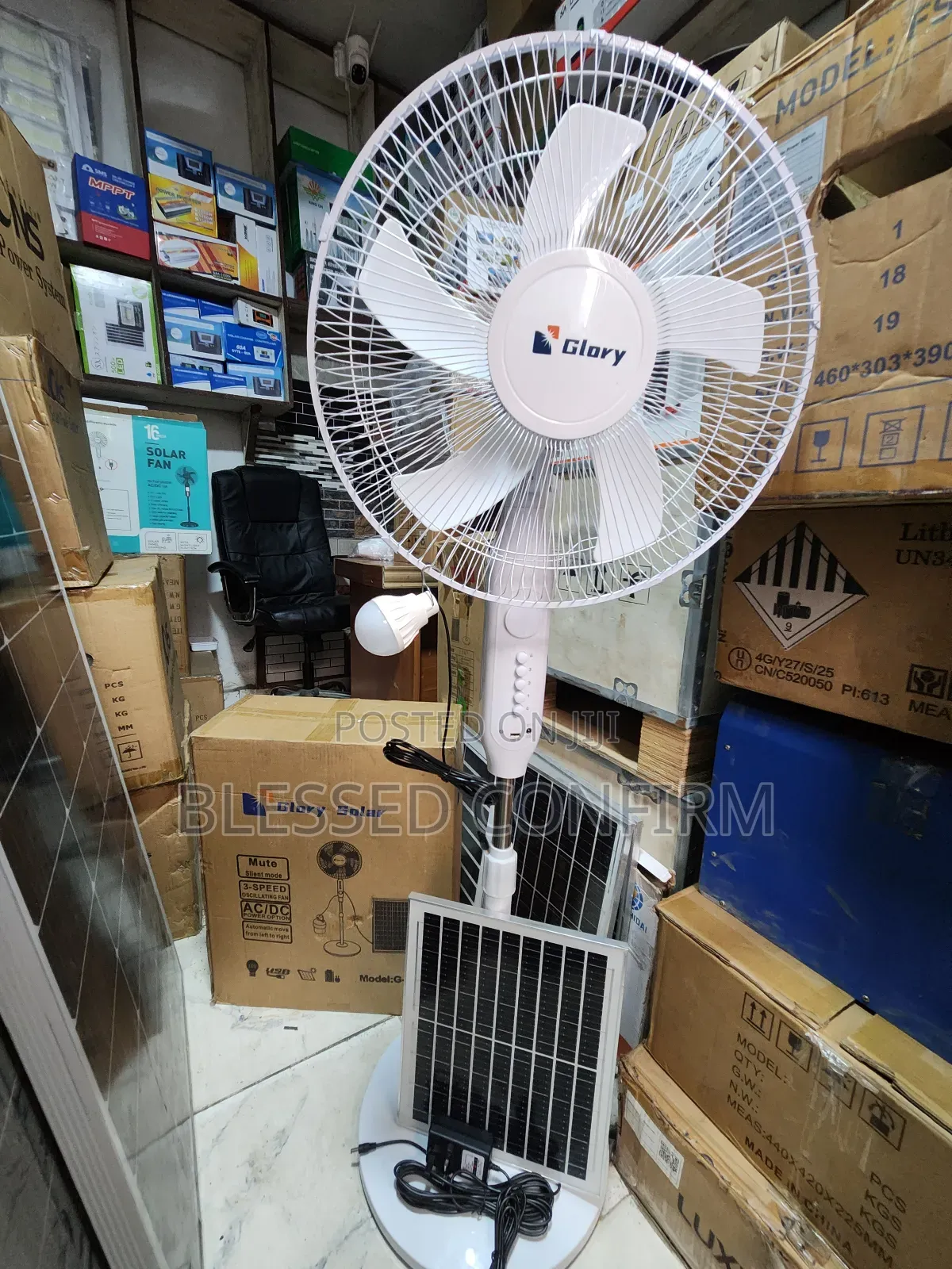 16" Inches Glory Solar Rechargeable Standing Fan