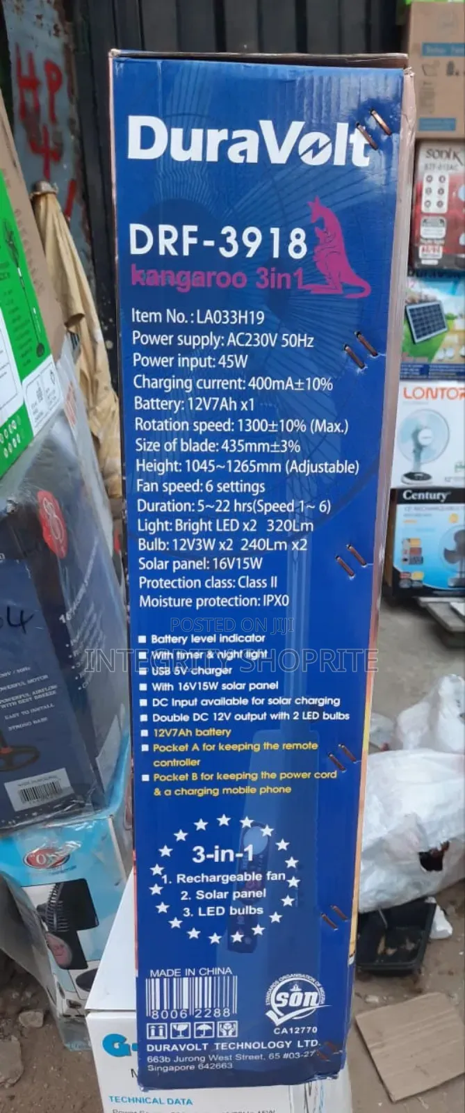 18inch Duravolt Rechargeable Fan