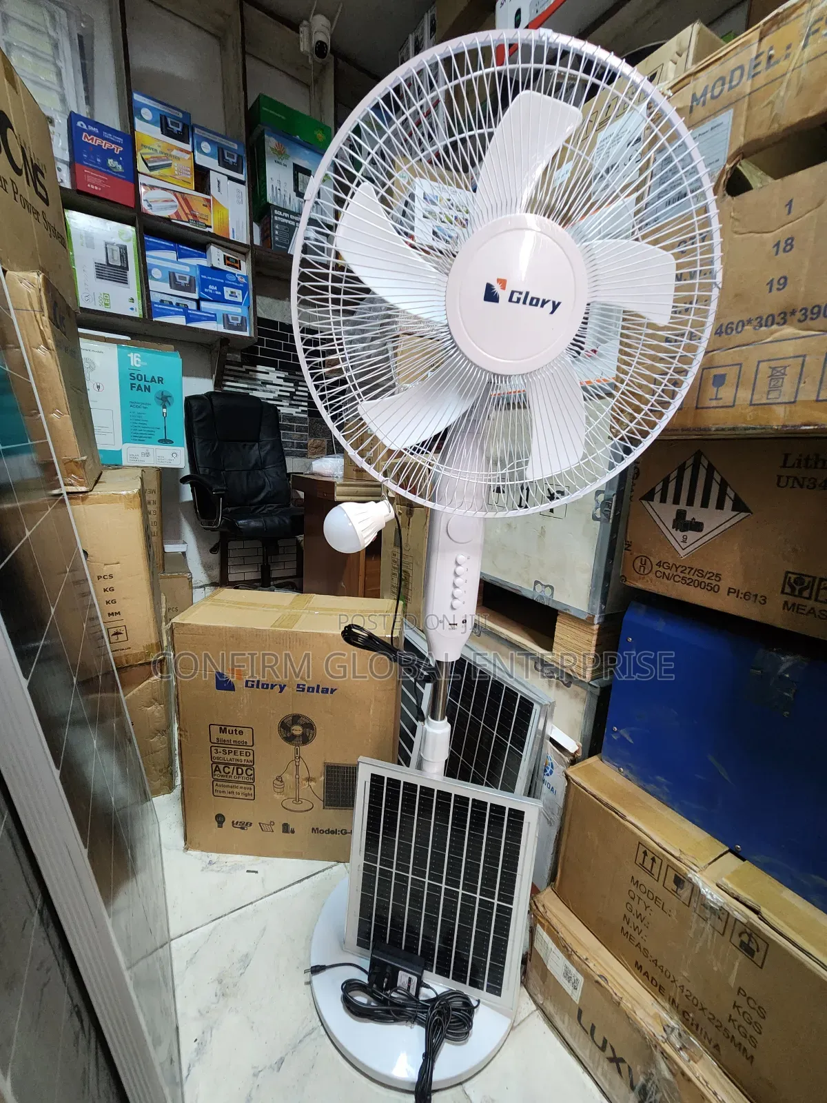 Brand New 16" Inches Solar Rechargeable Standing Fan