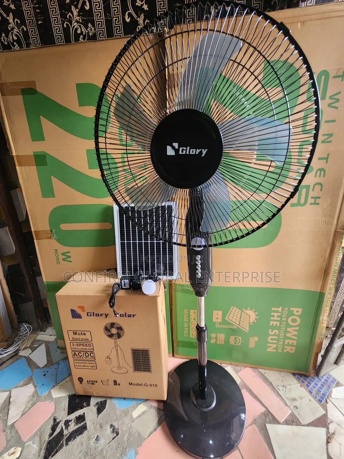 Brand New 16" Inches Solar Rechargeable Standing Fan
