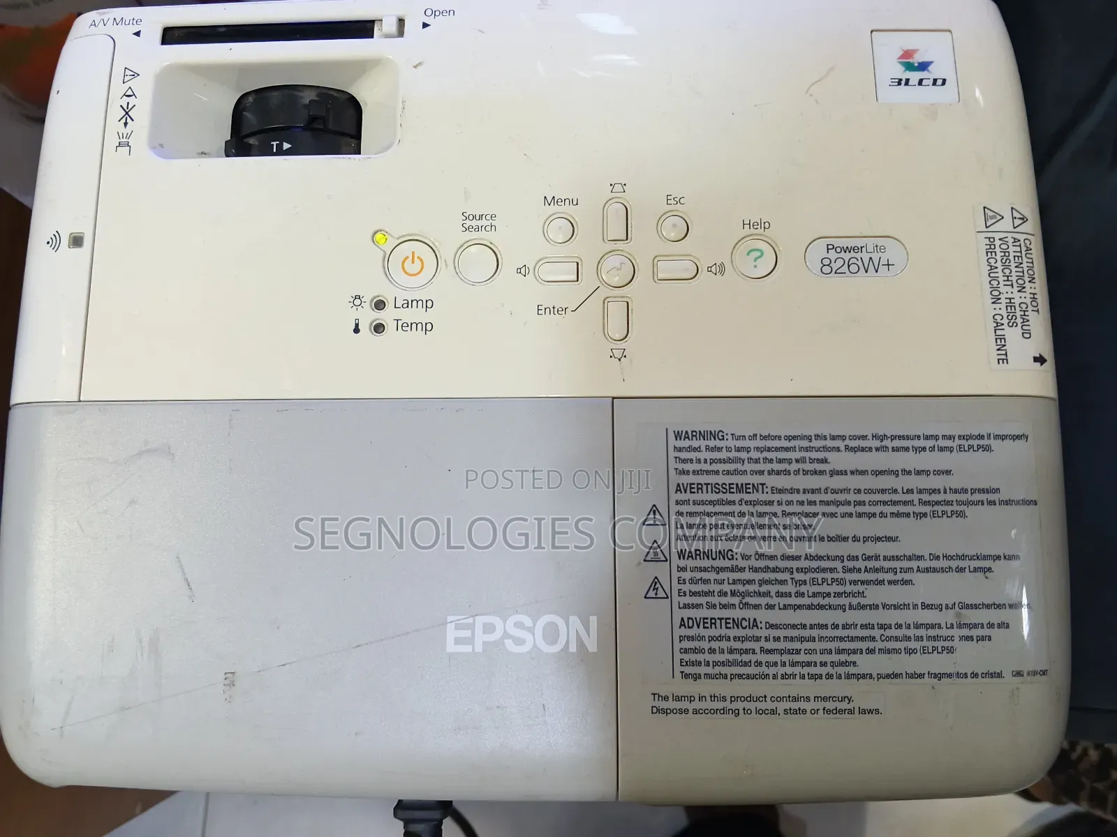 Epson Powerlite 826w+ 2500 Lumens Multimedia Projector