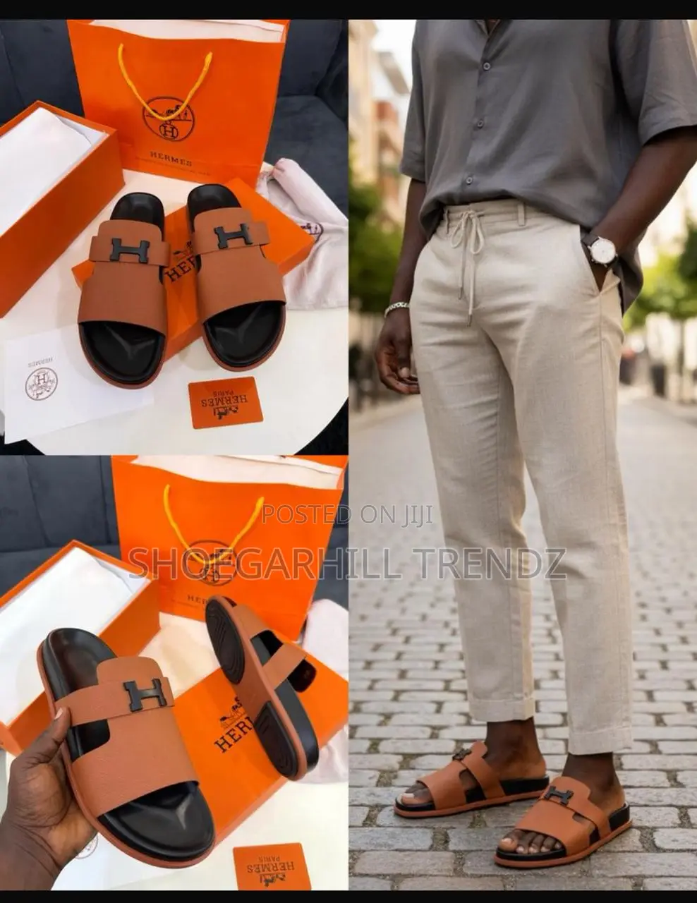Men Hermes Palm Slippers