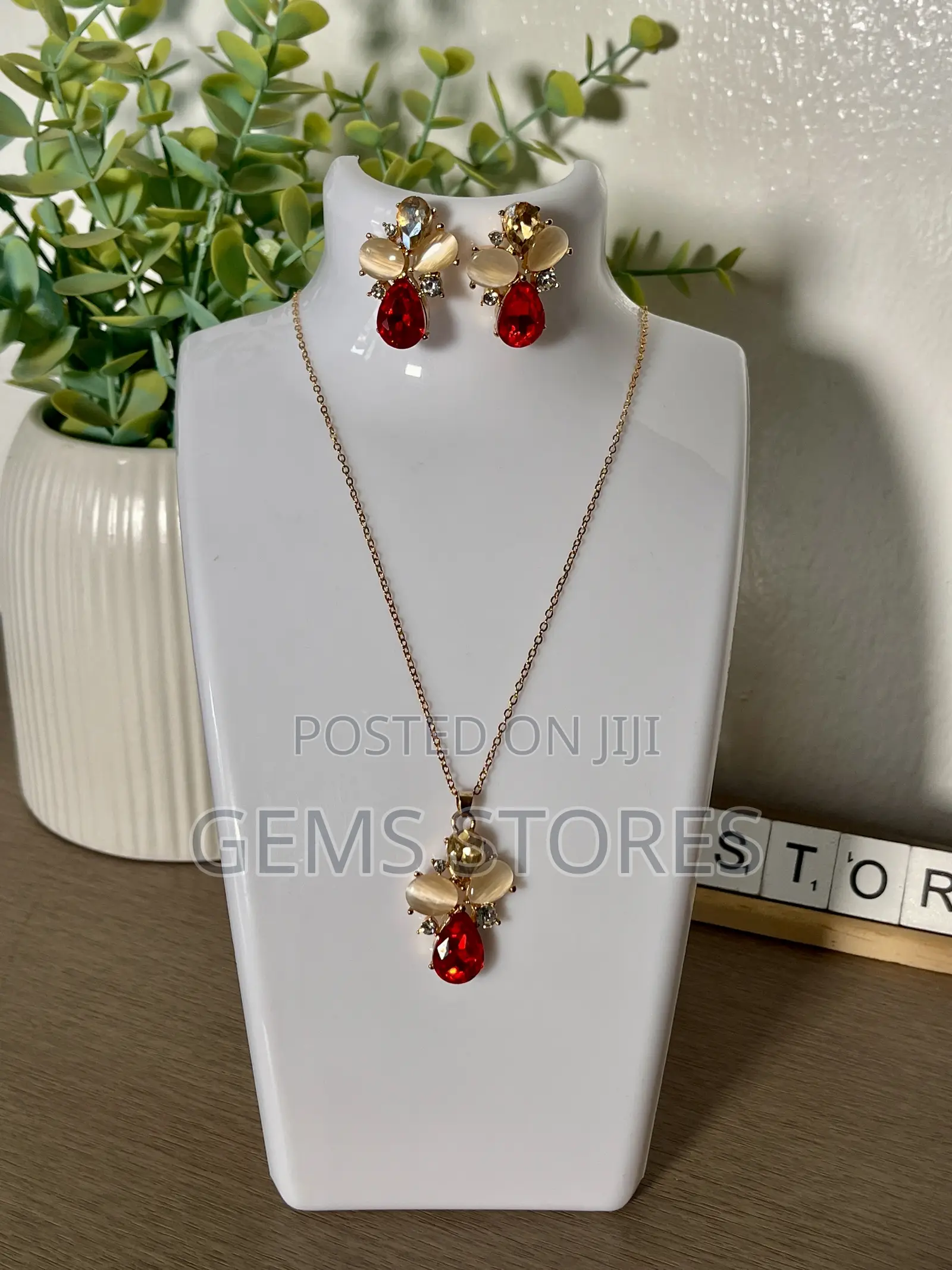 Classy Multi-Color Stone Set – Necklace + Earrings