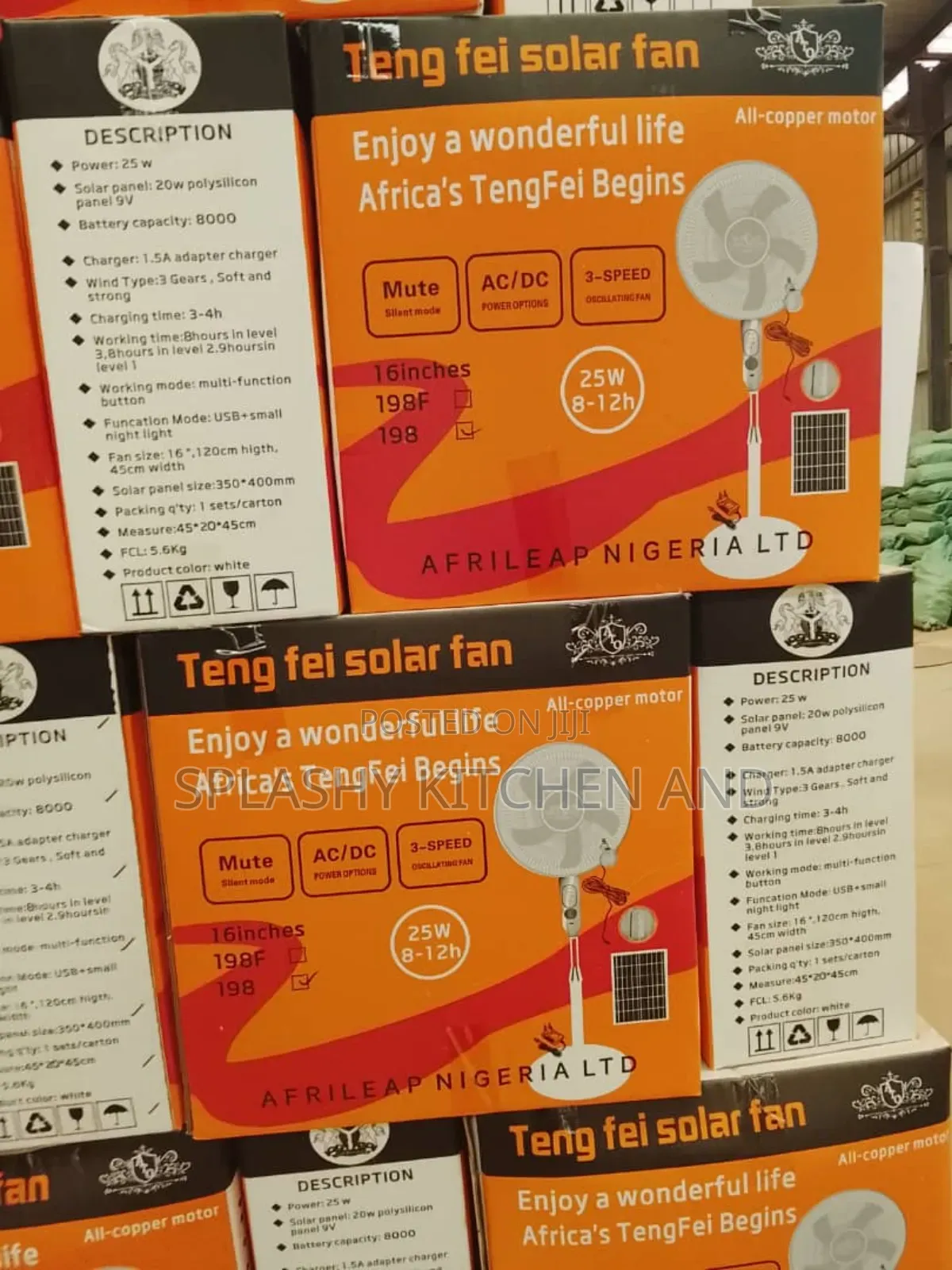 18" Teng Fei Solar Rechargeable Standing Fan
