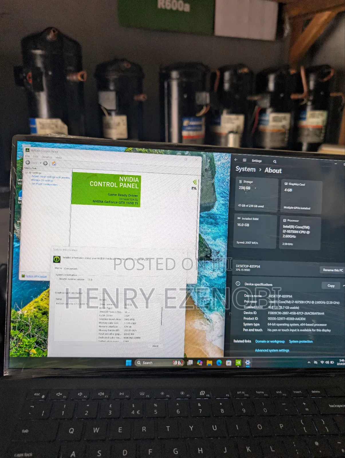 Laptop Dell XPS 15 9500 16GB Intel Core i7 SSD 512GB