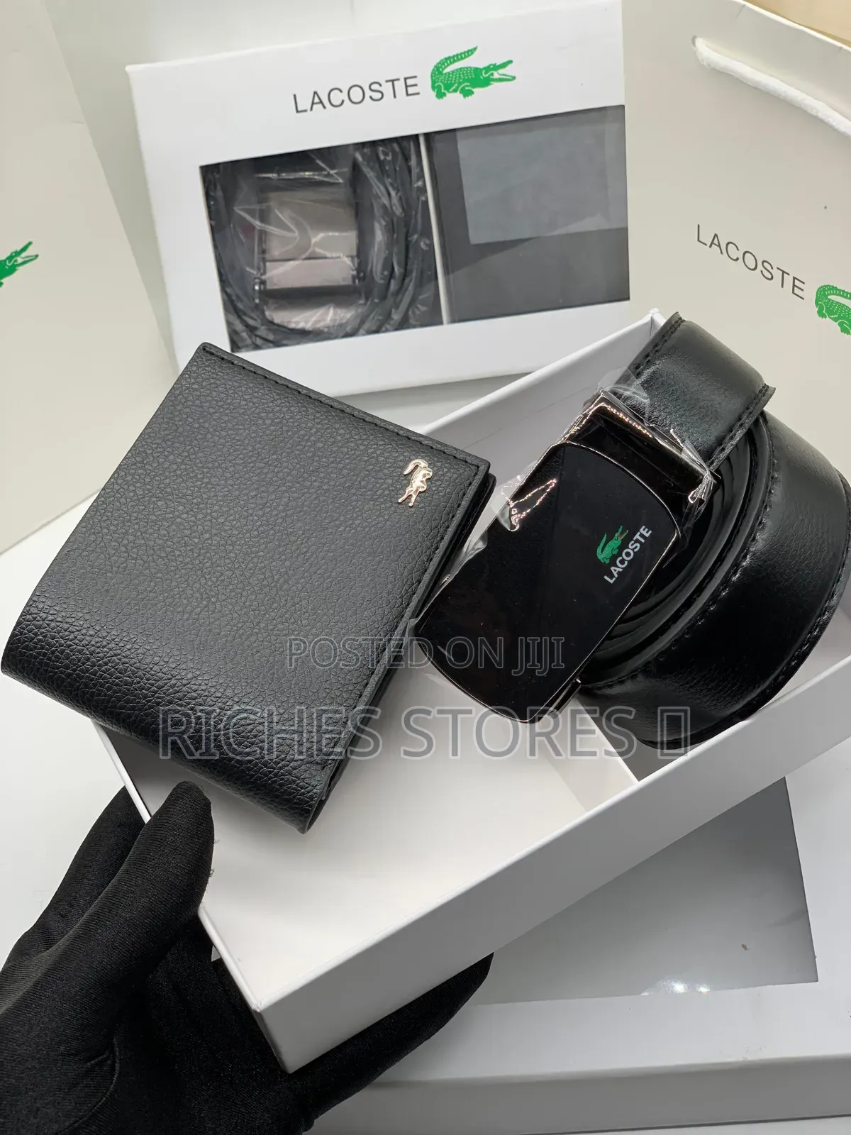 High Quality Lacoste Wallet and Belt Men Set