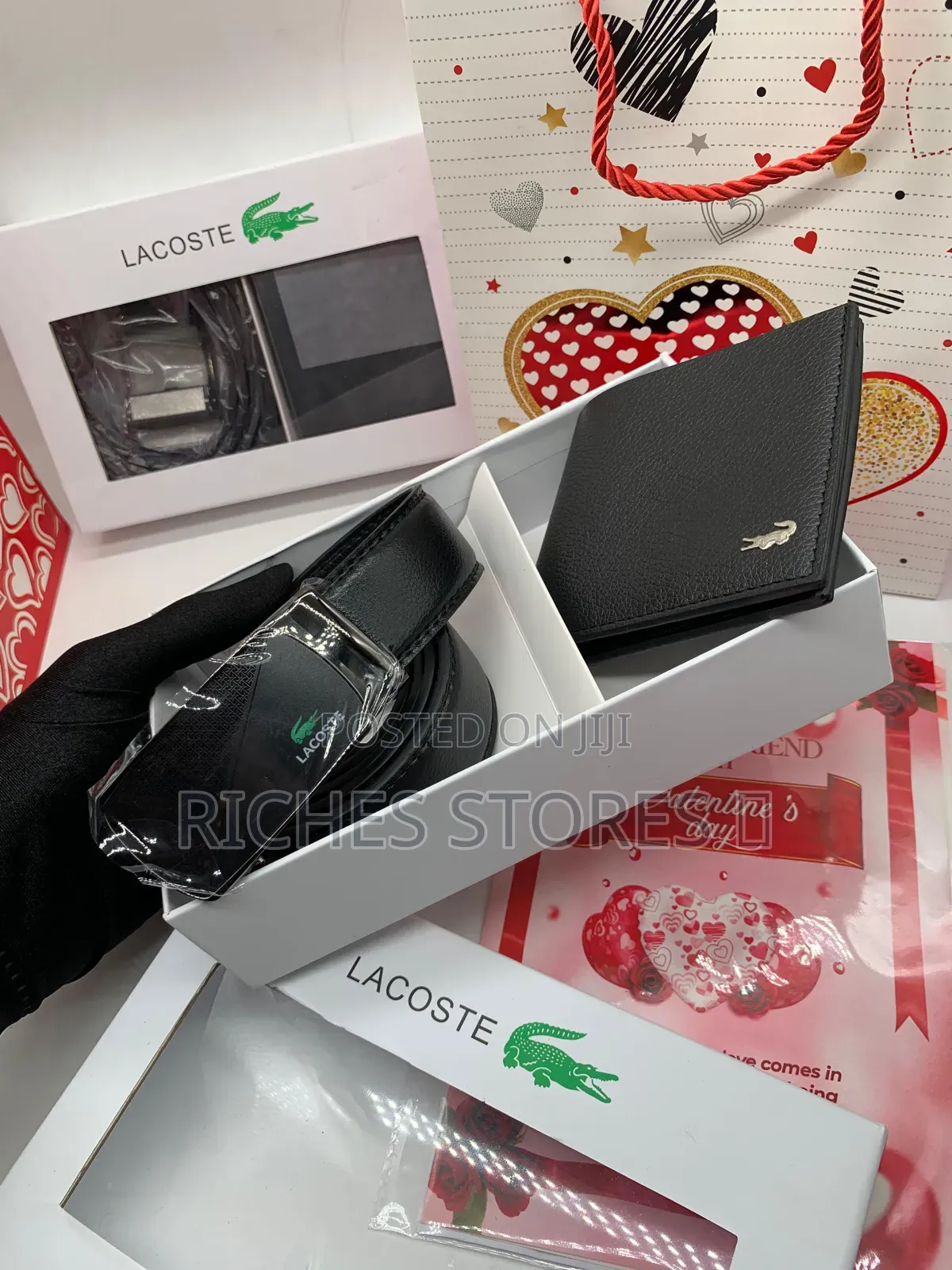 High Quality Lacoste Wallet and Belt Men Set