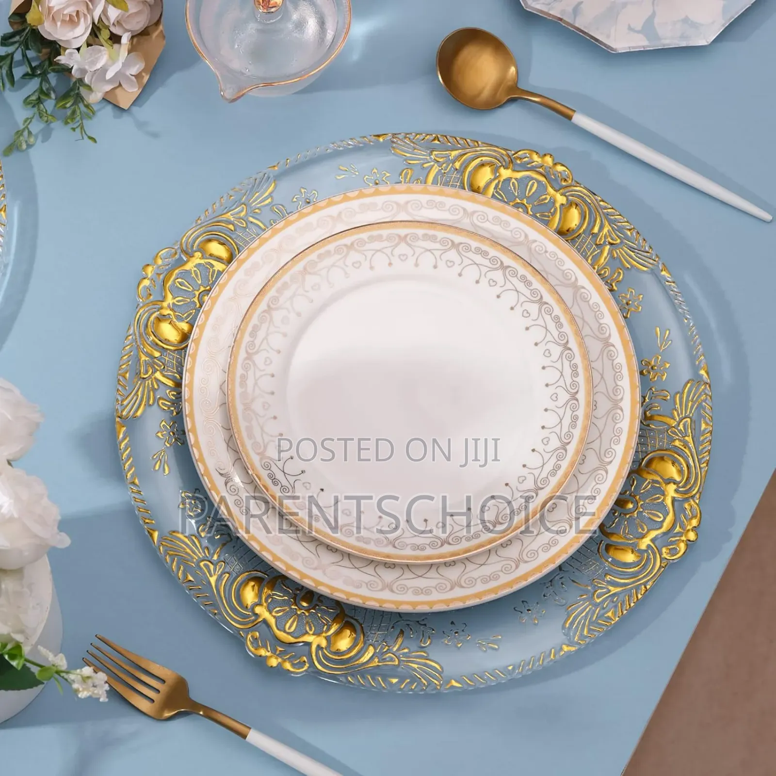 Round Charge Plate With Bronzing Rim, 12.6 Inch Plastic Serving Plates