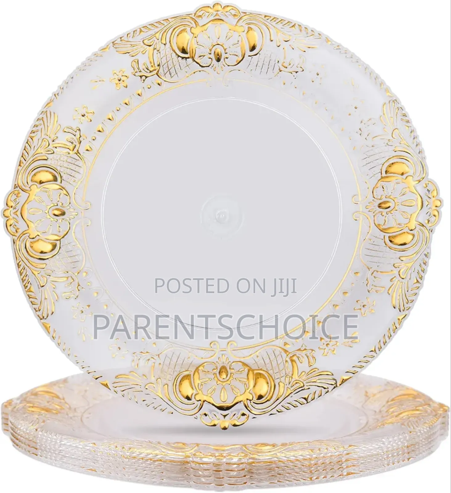 Round Charge Plate With Bronzing Rim, 12.6 Inch Plastic Serving Plates