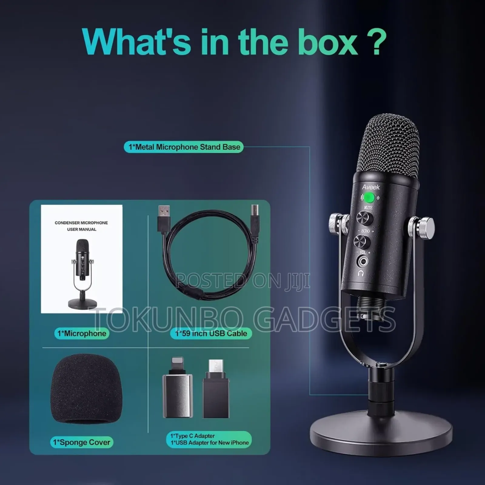 Aveek Usb Condenser Microphone Used for Studio Recording Streaming