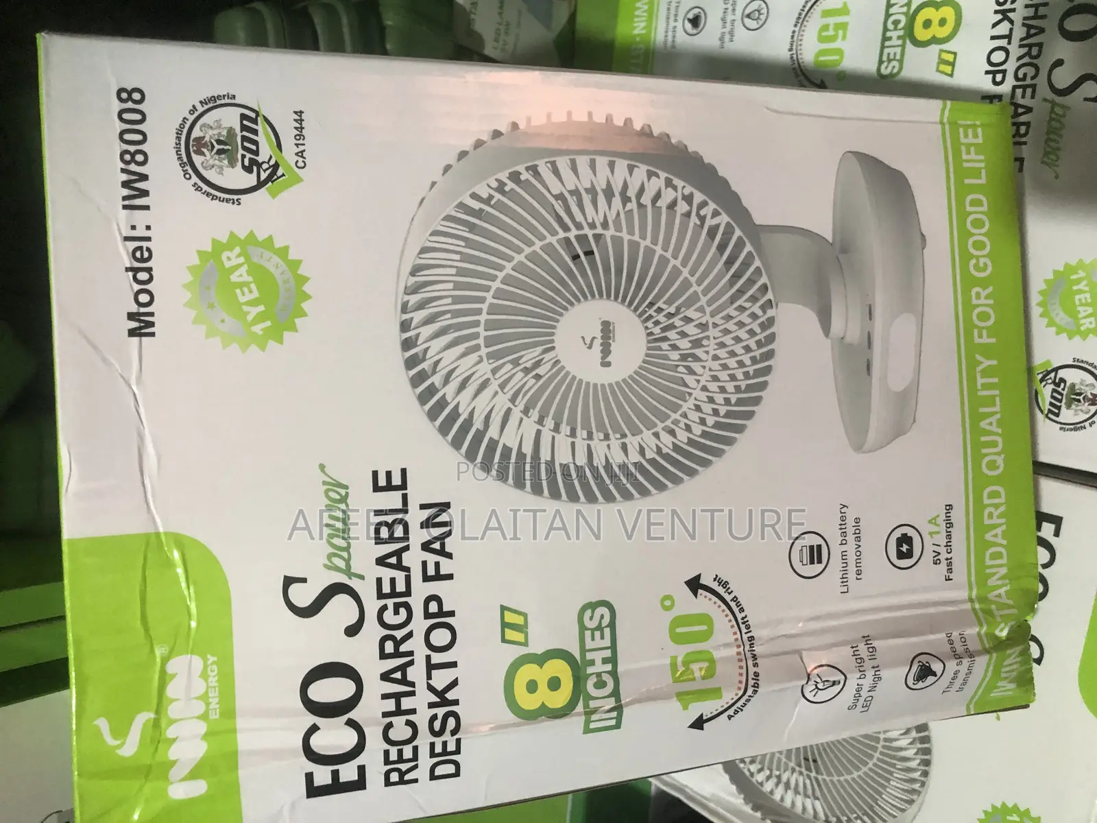 Rechargeable Desktops Fan 8inch