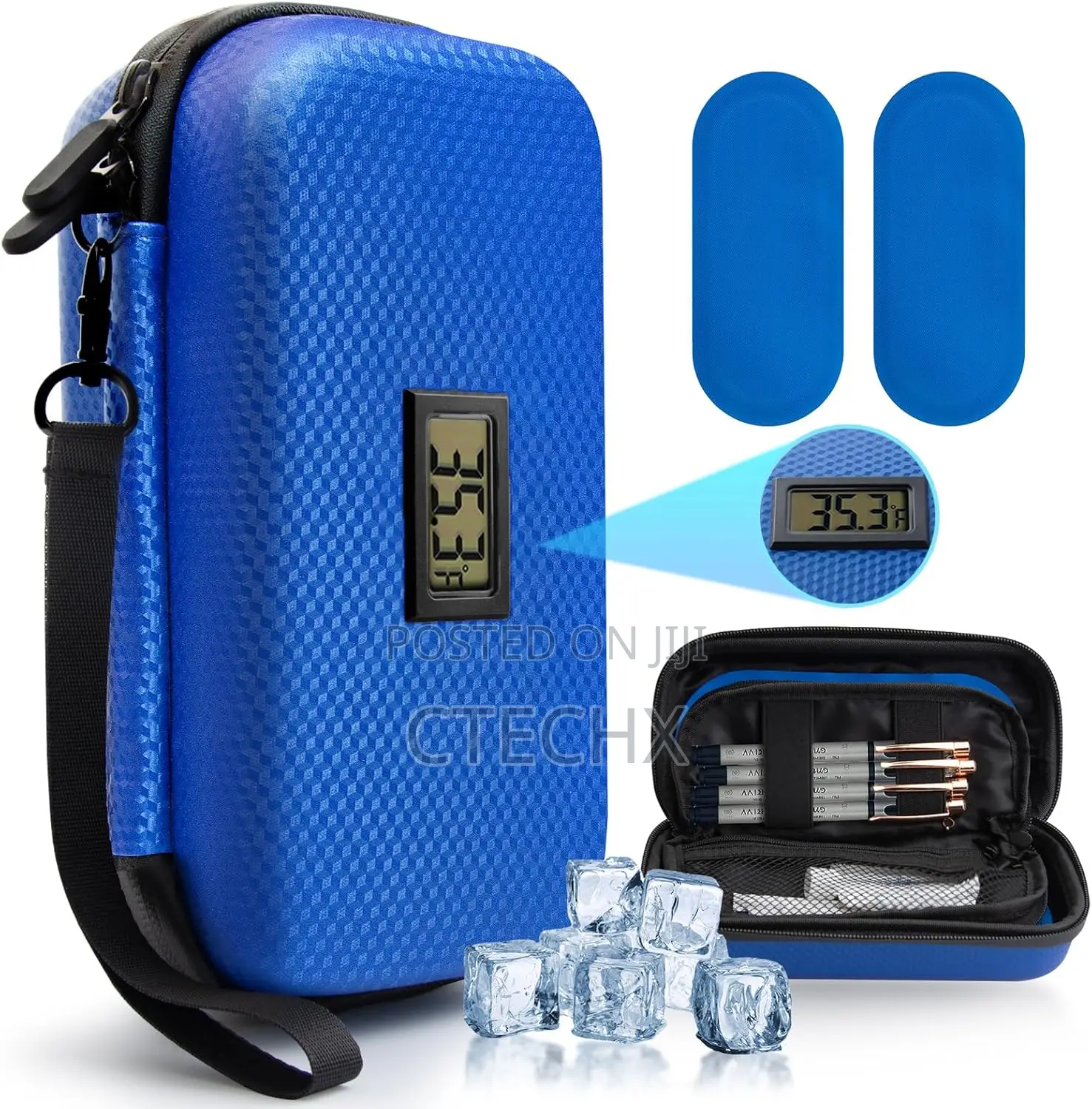 Moskeson 24h Insulin Cooler Travel Case With Thermometer Temp. Display