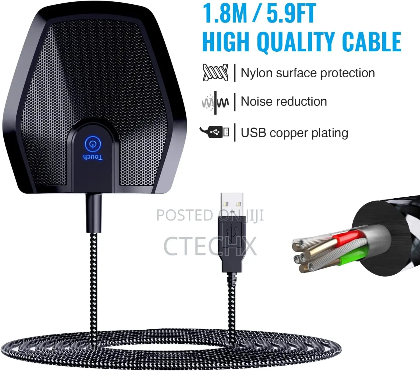 Conference Usb Microphone, Omnidirectional Condenser Pc Mic for Video