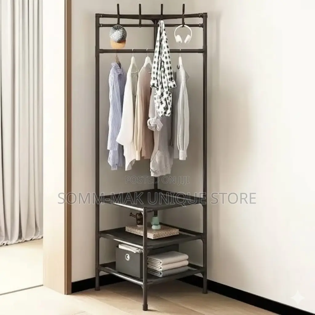 Corner Cloth Rack With Shelve
