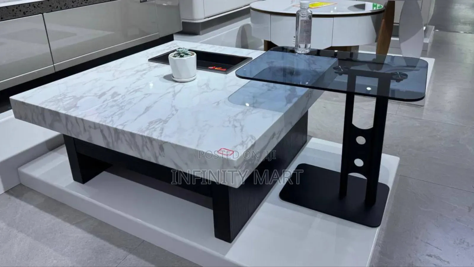 Contemporary Marble Table and Stool