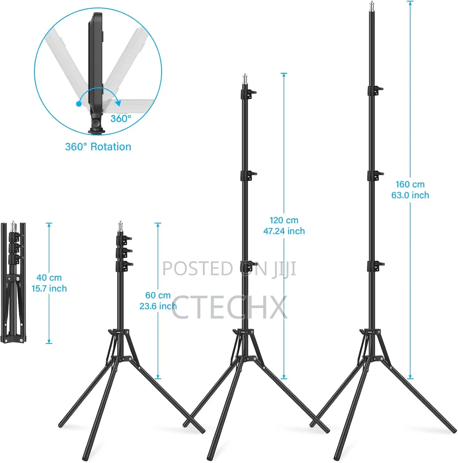 Led Video Light With 63'' Tripod Stand, 2500- Dimmable for Photos