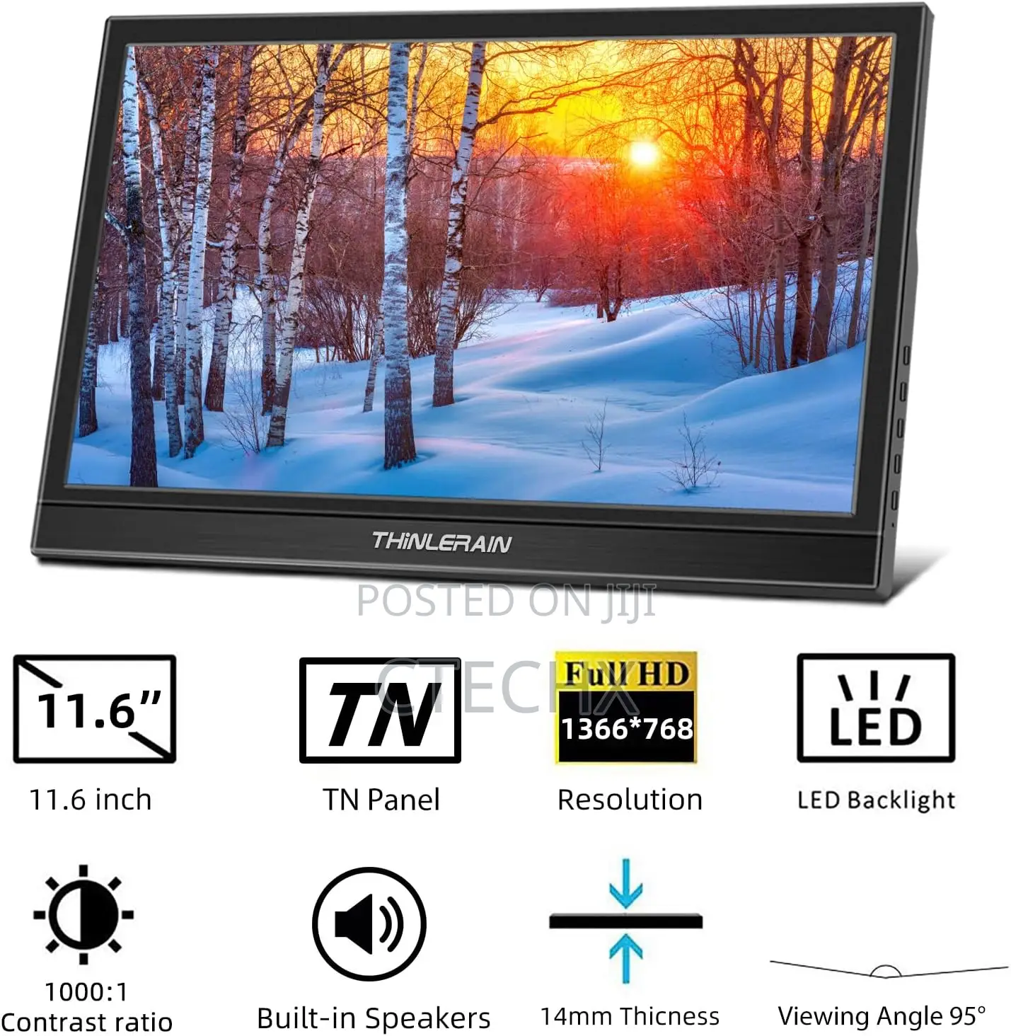 Thinlerain 11.6 Inch Portable Monitor 1366 X 768 Led Display