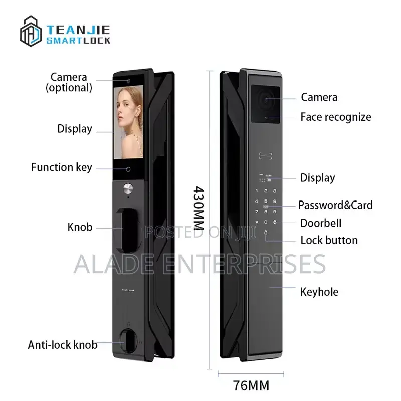 Luxury Smart Lock Triple Camera Palm/Fingerprint/Face Smart Key