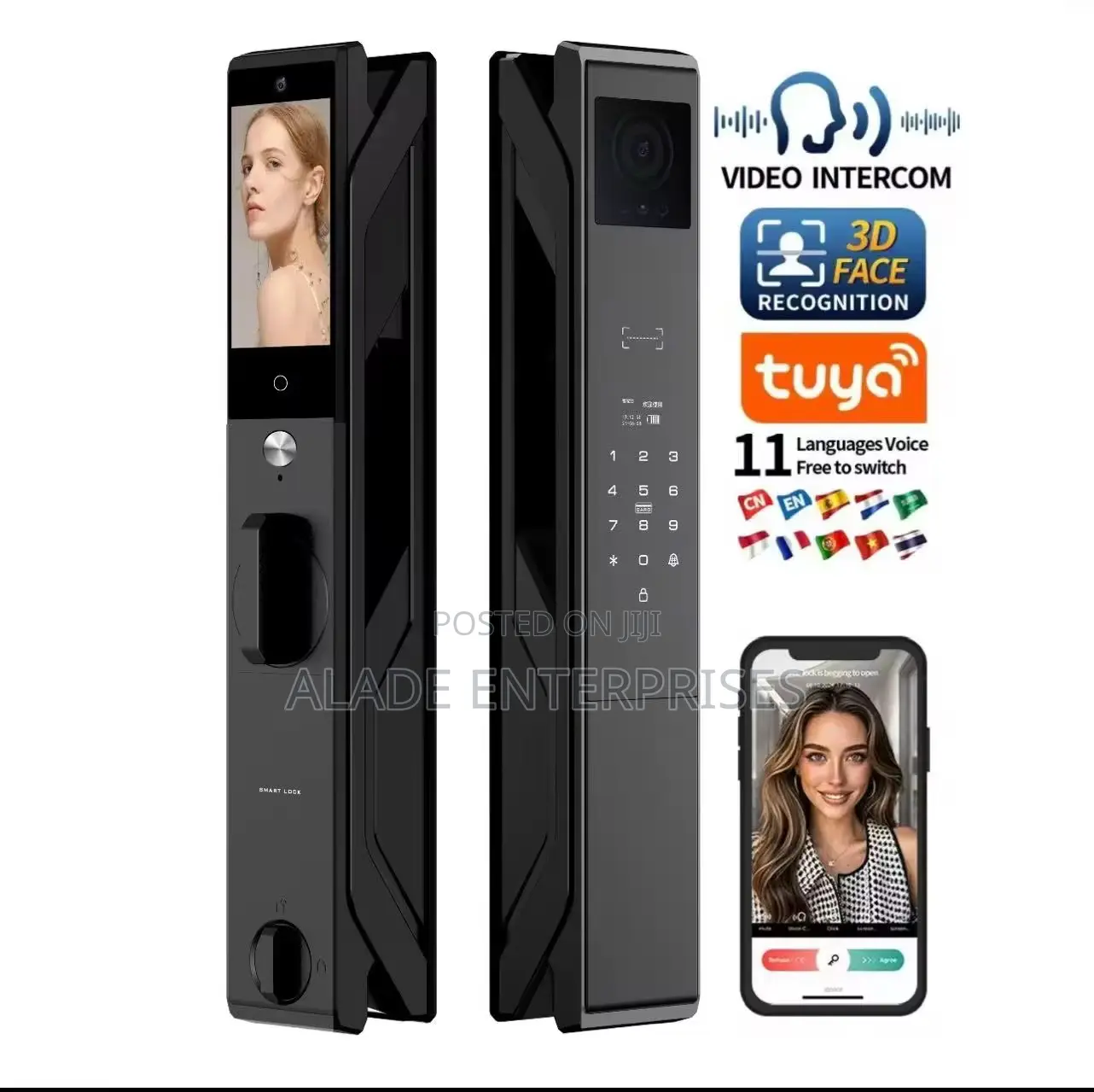 Luxury Smart Lock Triple Camera Palm/Fingerprint/Face Smart Key