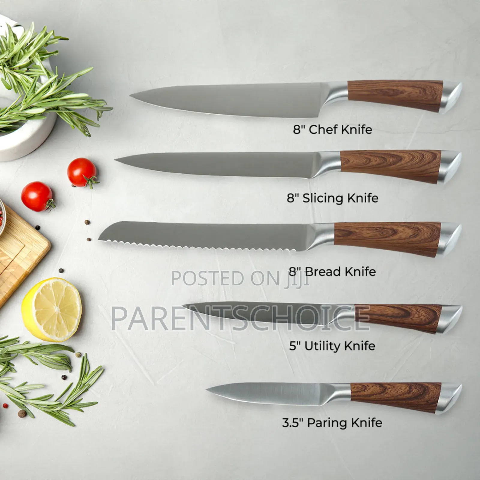 5-Piece Elegant Wooden Kitchen Knife Set With Holding Block