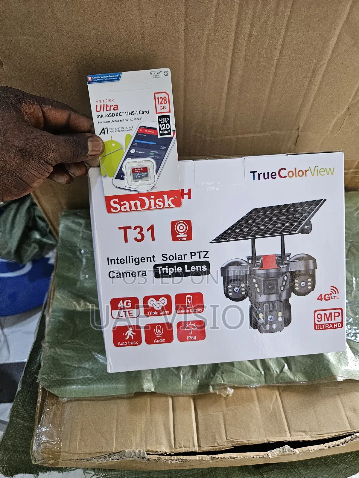 V380 3 Lens Solar Camera With Sandisk
