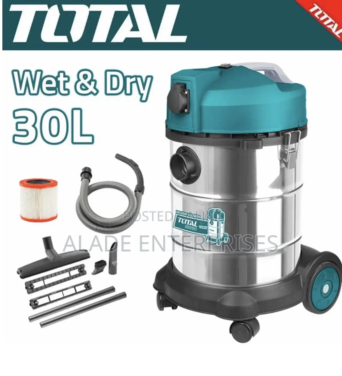 Total Tools 30 Liters Wet And Dry Vacuum Cleaner 1400w