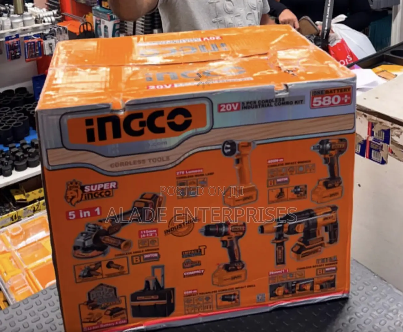 Ingco 5in1 Combo Kit Hammer, 66nmdrill, Grinder, Torch, Impact Wrench