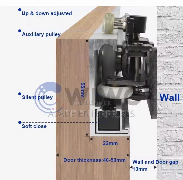 1.5m Magic Door Soft Closing Wooden Ghost Sliding Roller Hardware