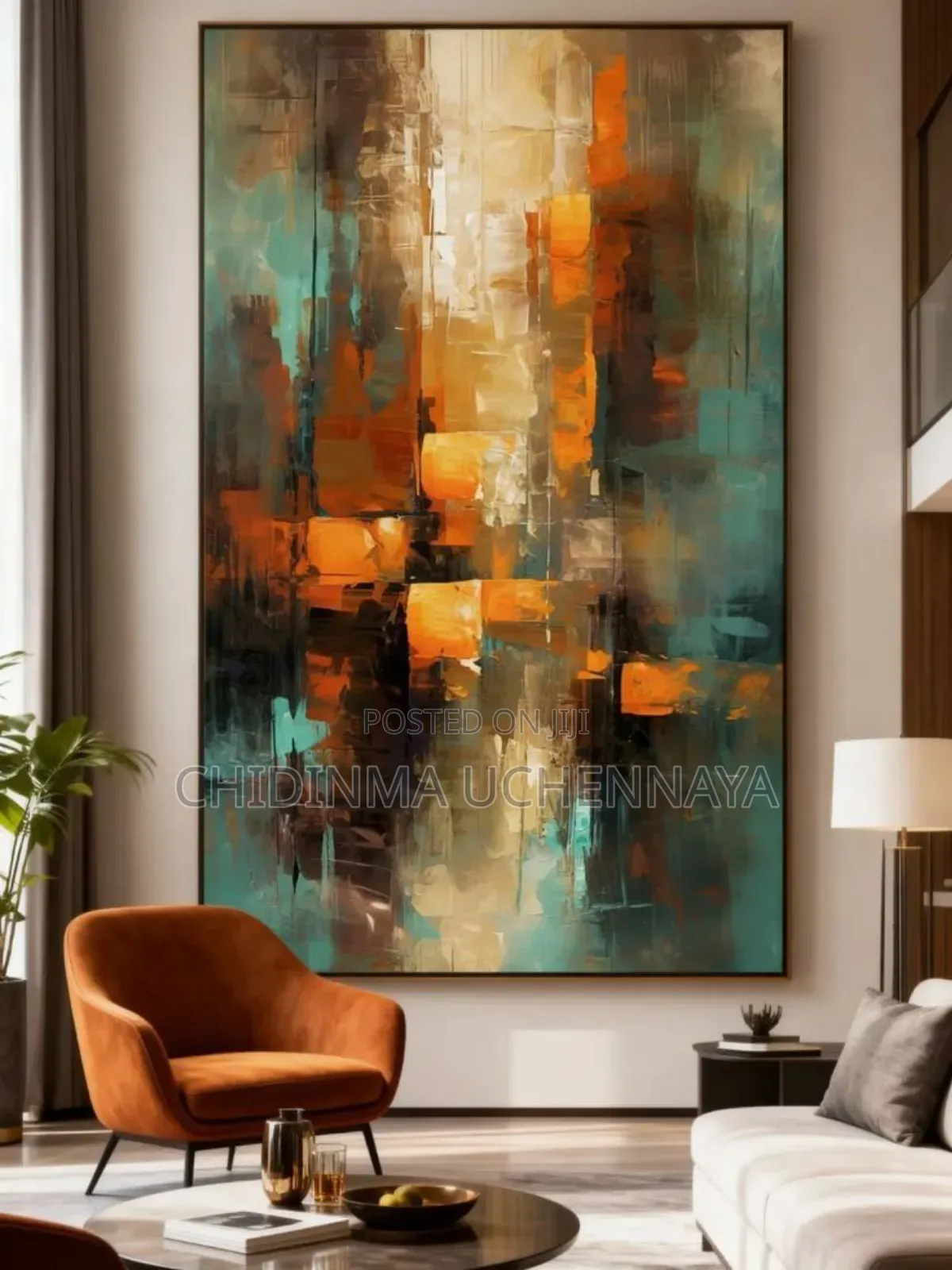 Abstract Color Block Wall Art for Living Room