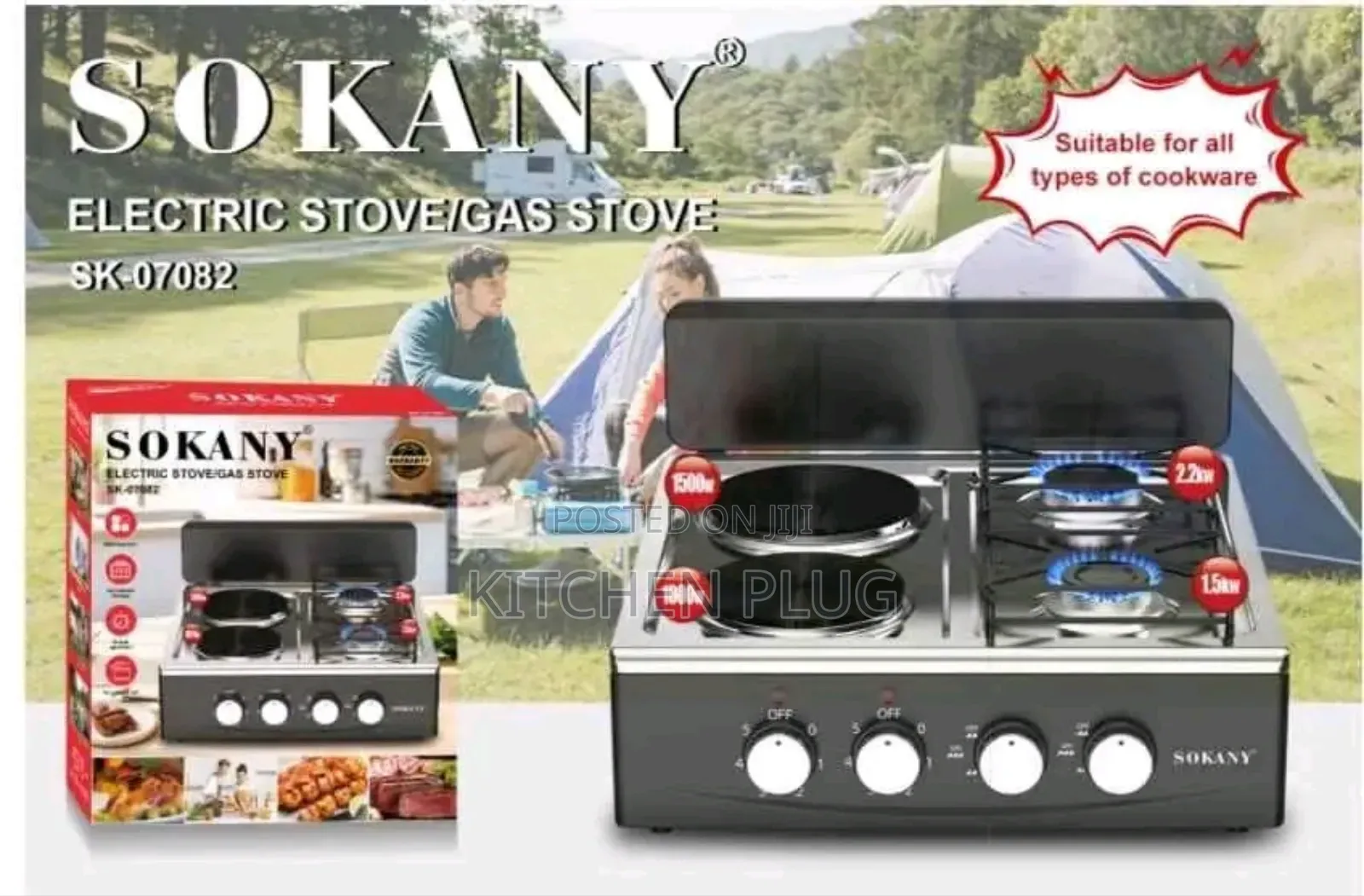 Sokany Sk-07082 Electric And Gas Tabletop Stove.