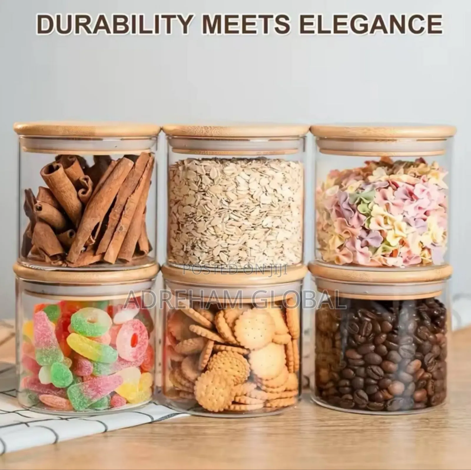 22oz Set of 6 Glass Jars With Airtight Bamboo Lids Glass Kitchen