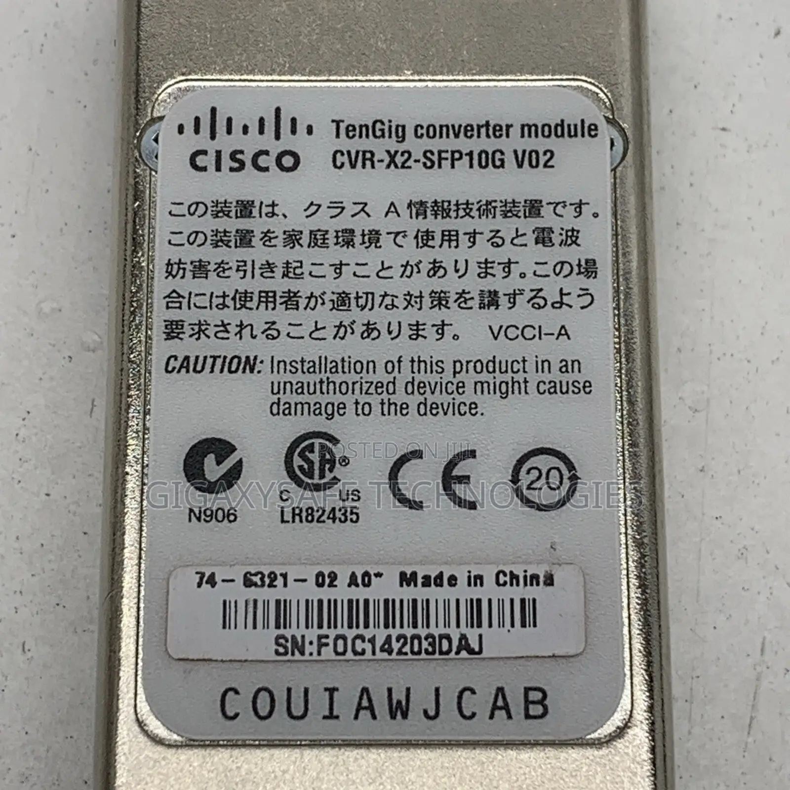 Cisco CVR-X2-Sfp10g 1-Port X2- Sfp+ Tengig Converter Module 10gbps X2