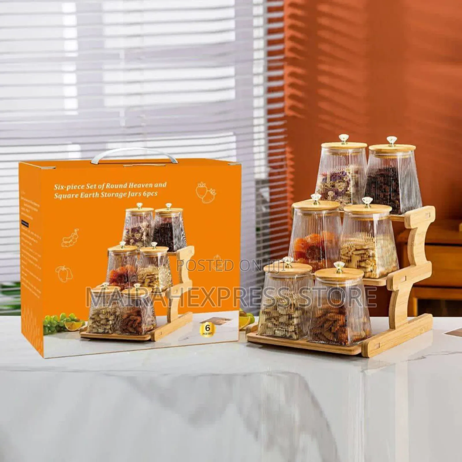 6 Piece Set Storage Jar With Rack Ts
