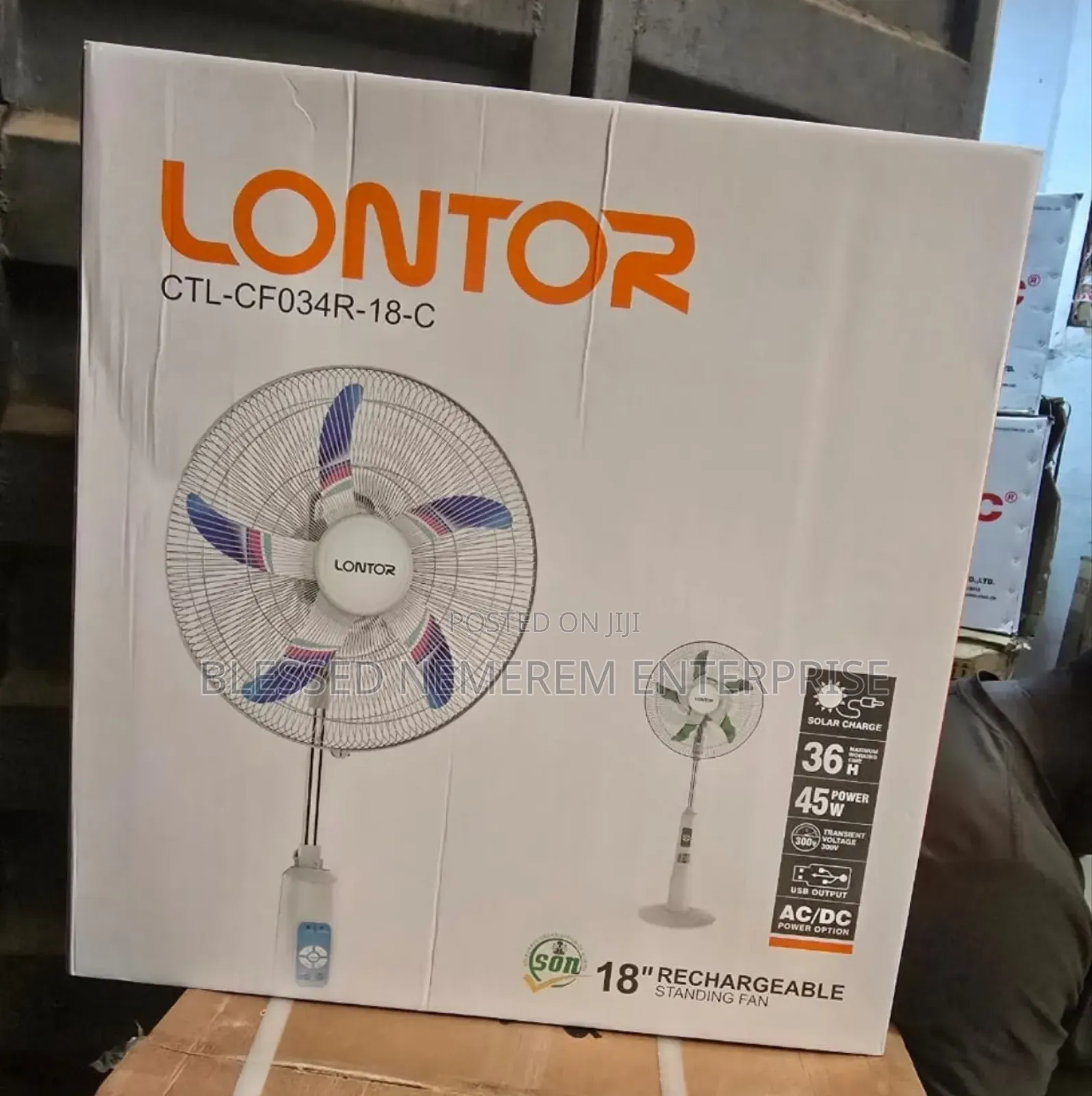 Last Long Lontor 18inch Rechargeable Standing Fan