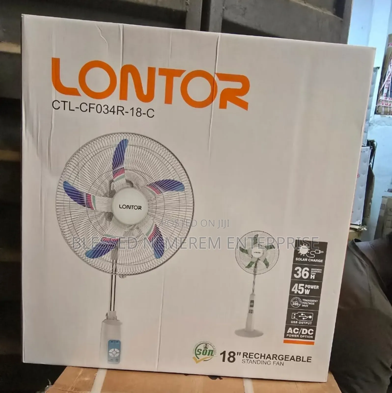 {Brand New Lontor Rechargeable Standing Fan 18inch