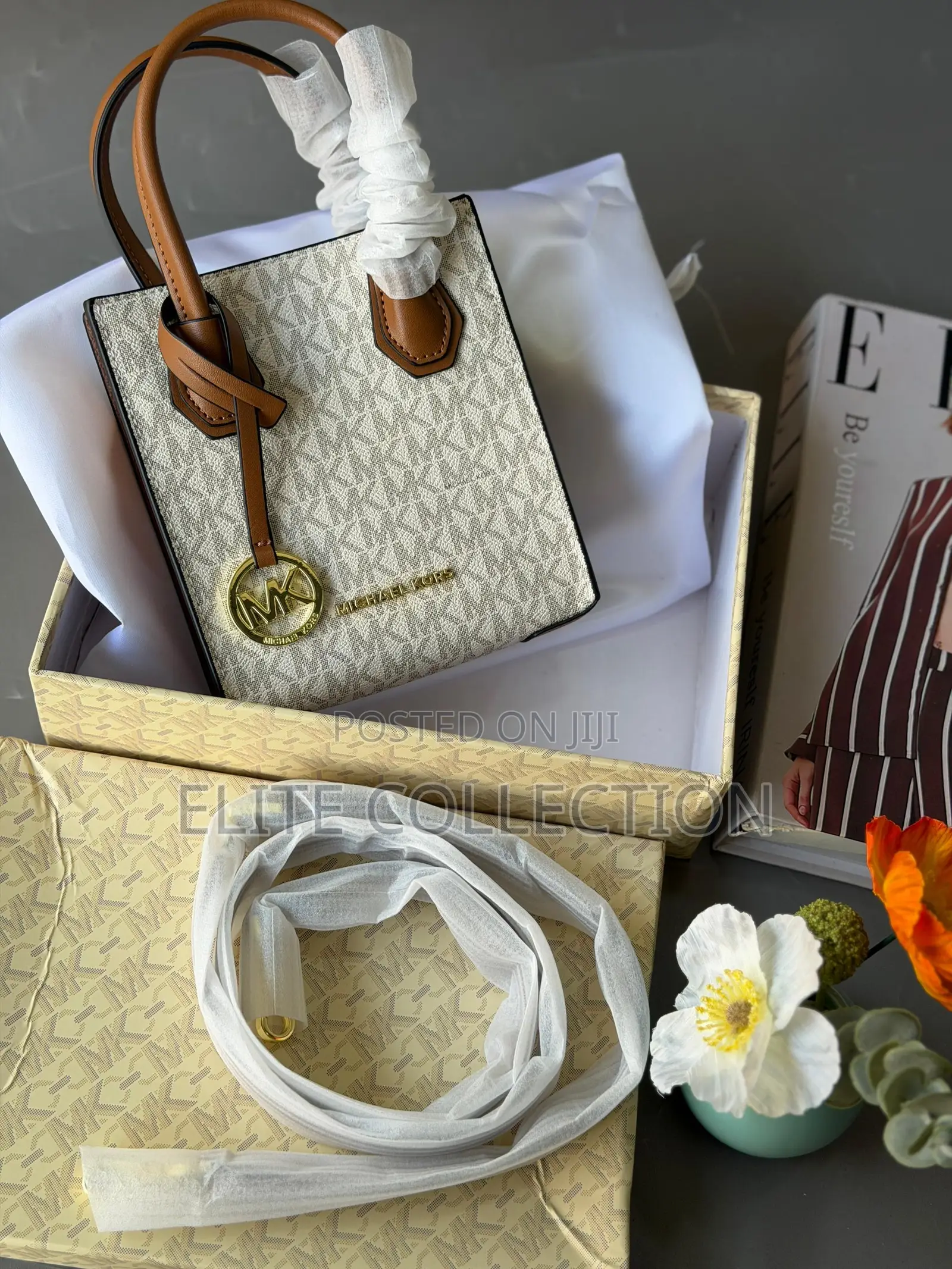 Luxury Michael Kors Mercer Mini Bag Color: Brown, Black, White Brown