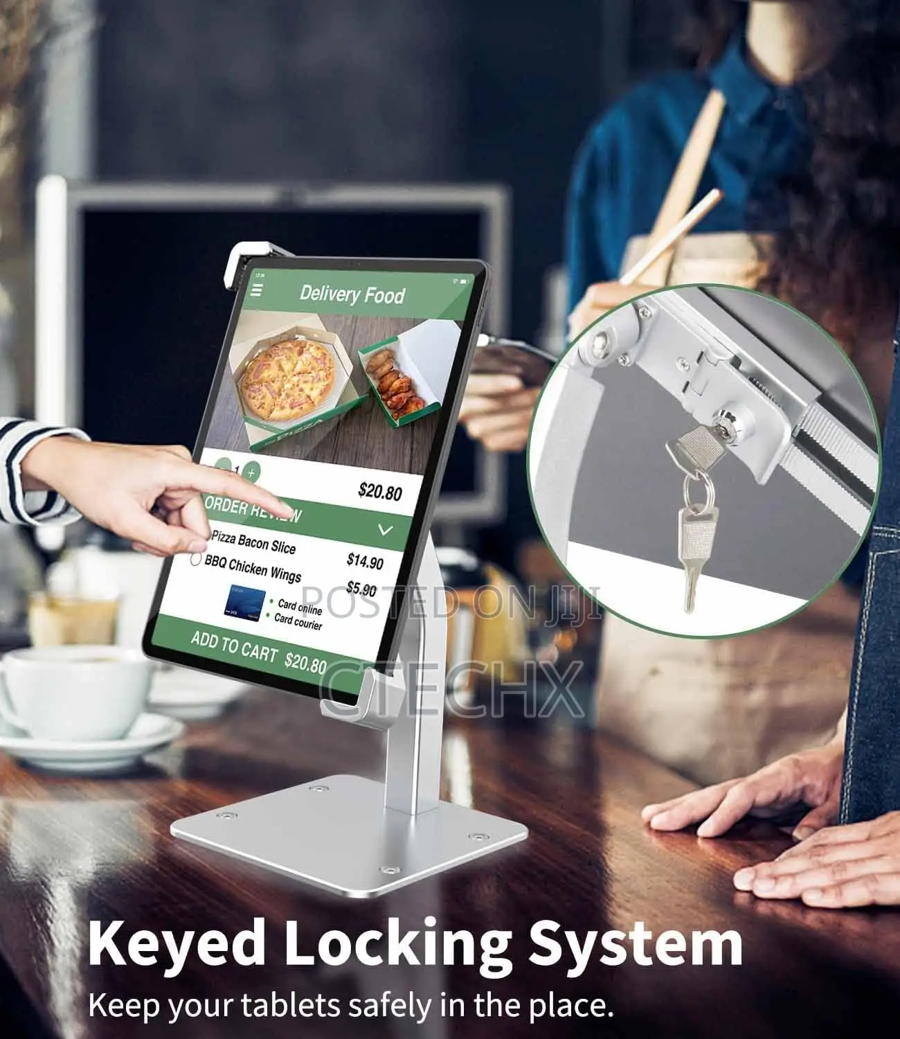 Anti Theft Tablet Stand iPad Holder With Security Lock and Key 9-14"