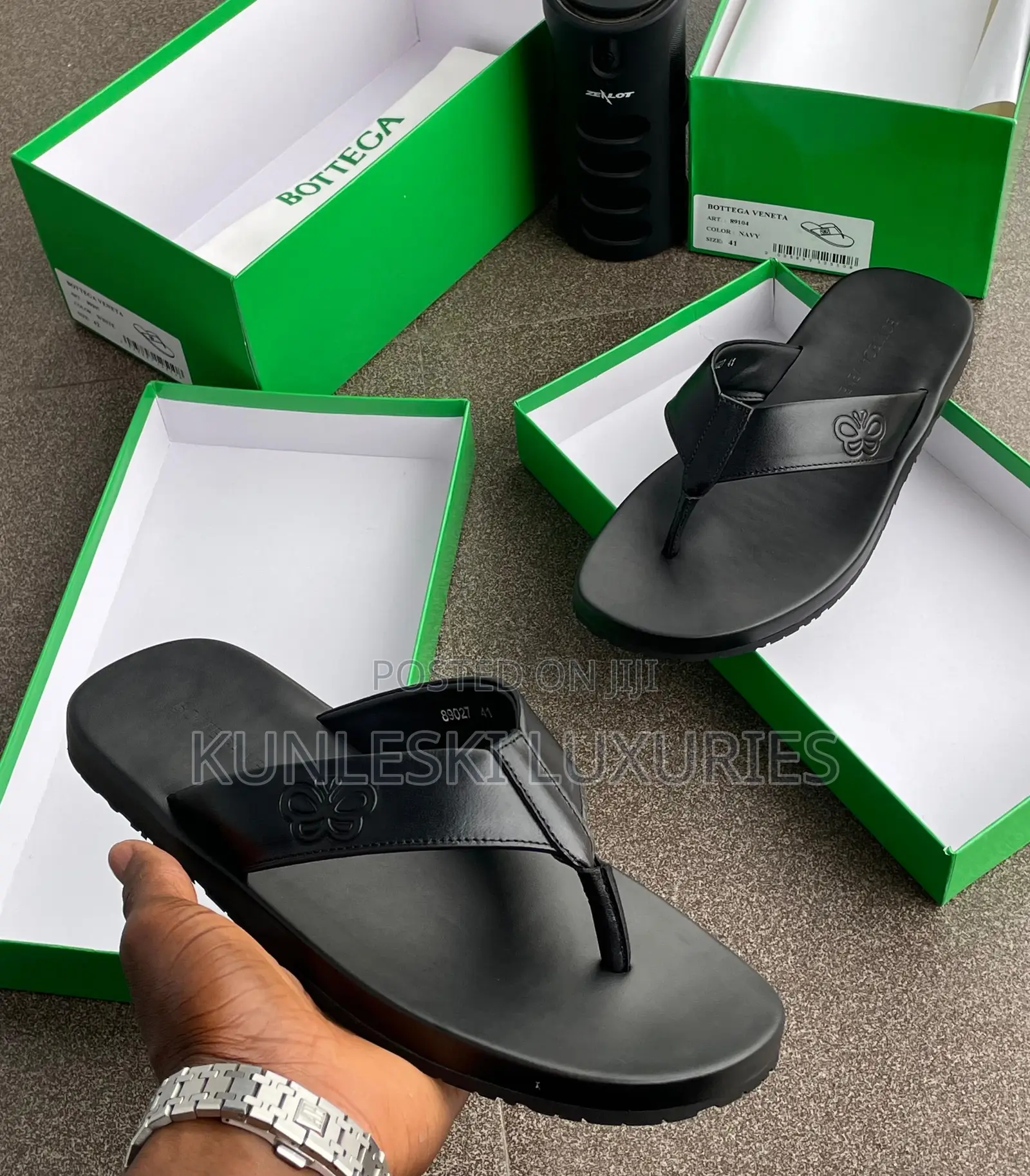 Original Bottega Leather Slippers Collection