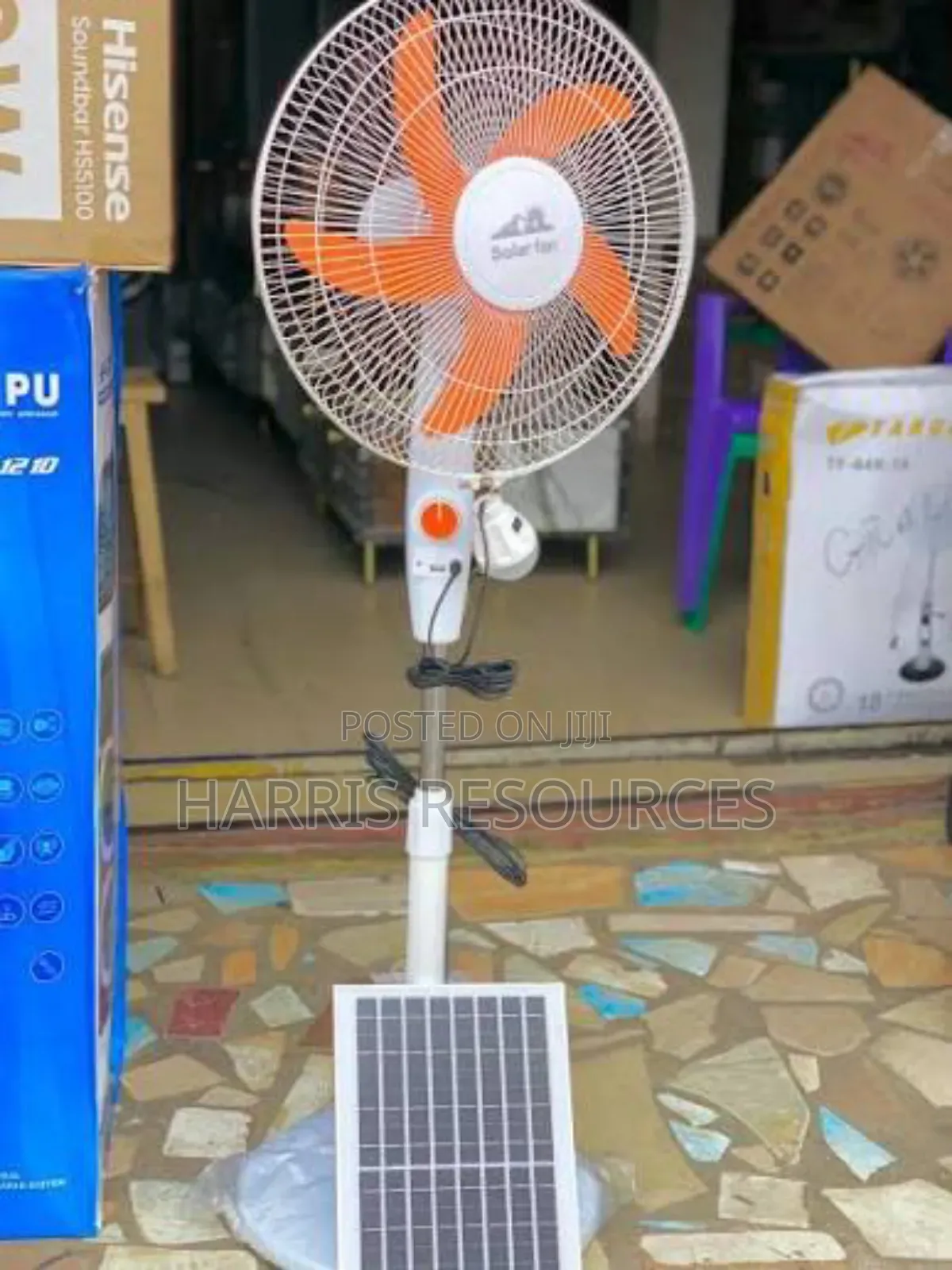 18 Inches Standing Fan With Solar Panel and Bulbs
