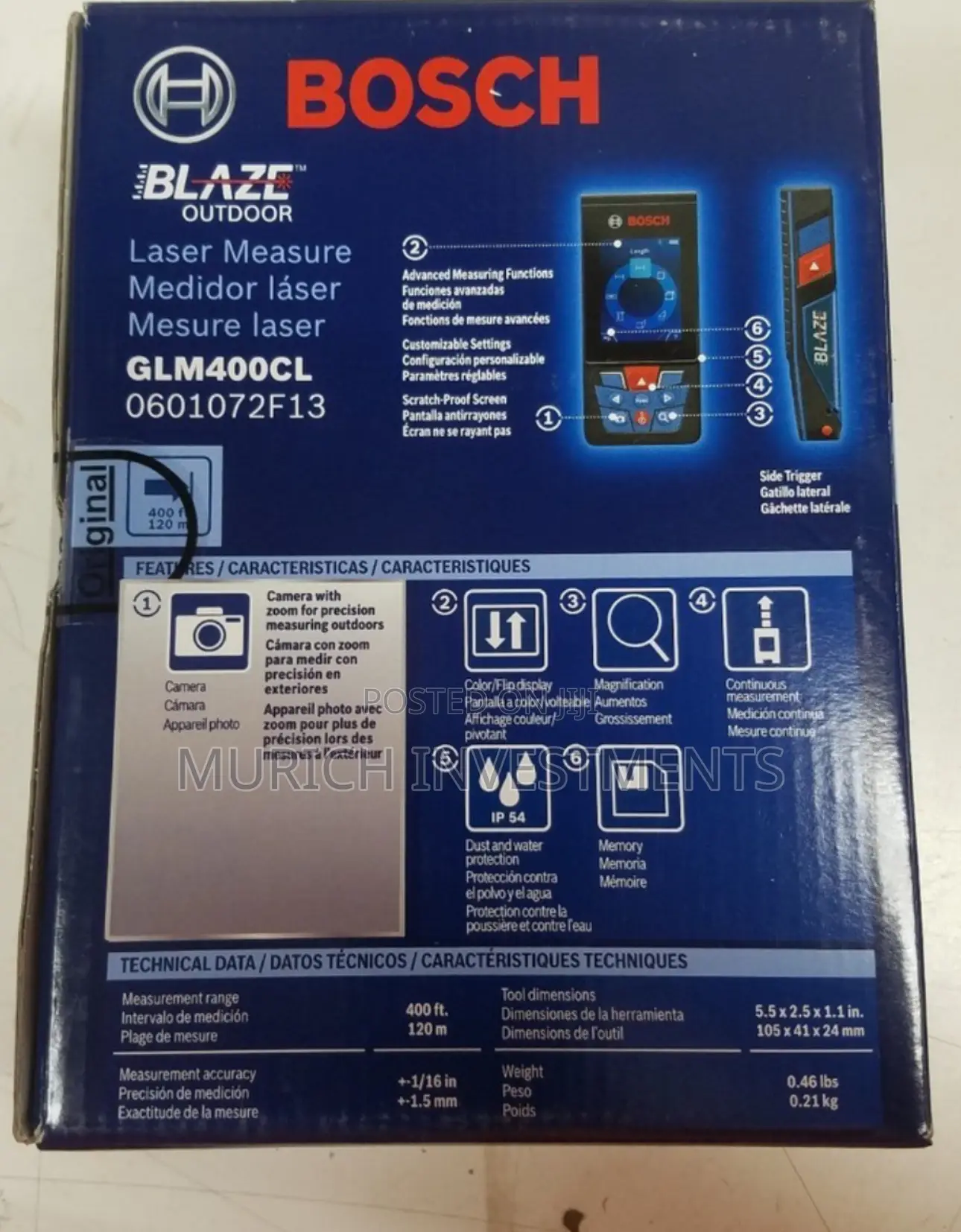 Bosch 120m Blaze Outdoor Glm400cl Professional Laser Distance Measure