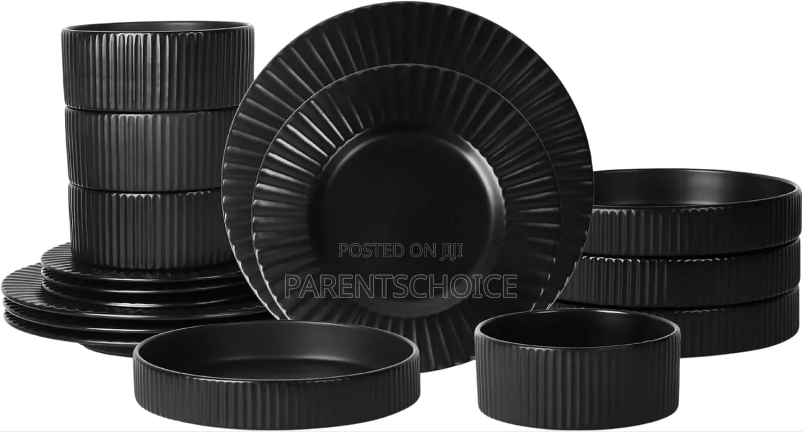 16-Piece Dinnerware Set Stoneware, Black