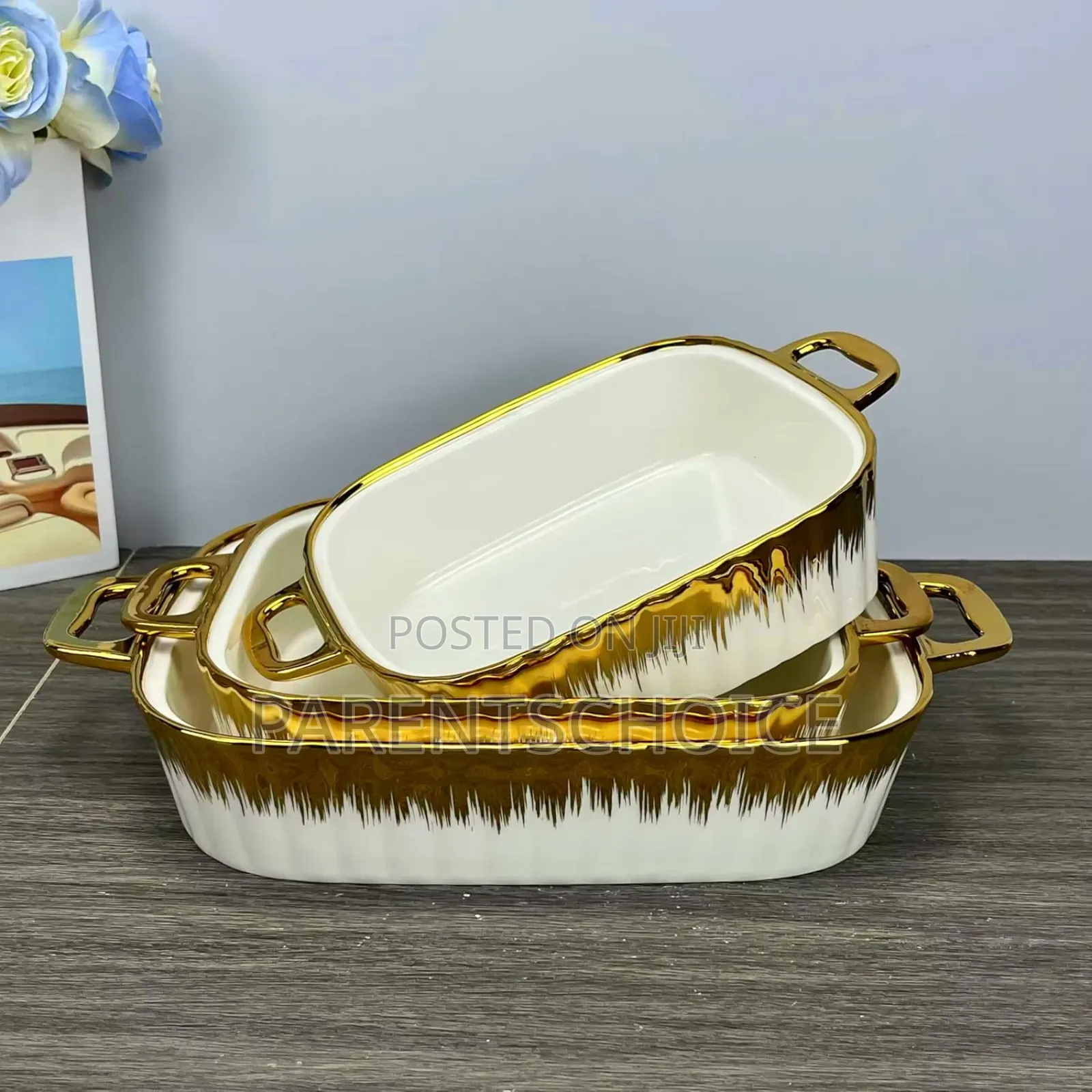 3 Pack Ceramic Chafing Dish Buffet Set With Visible Glass Lid