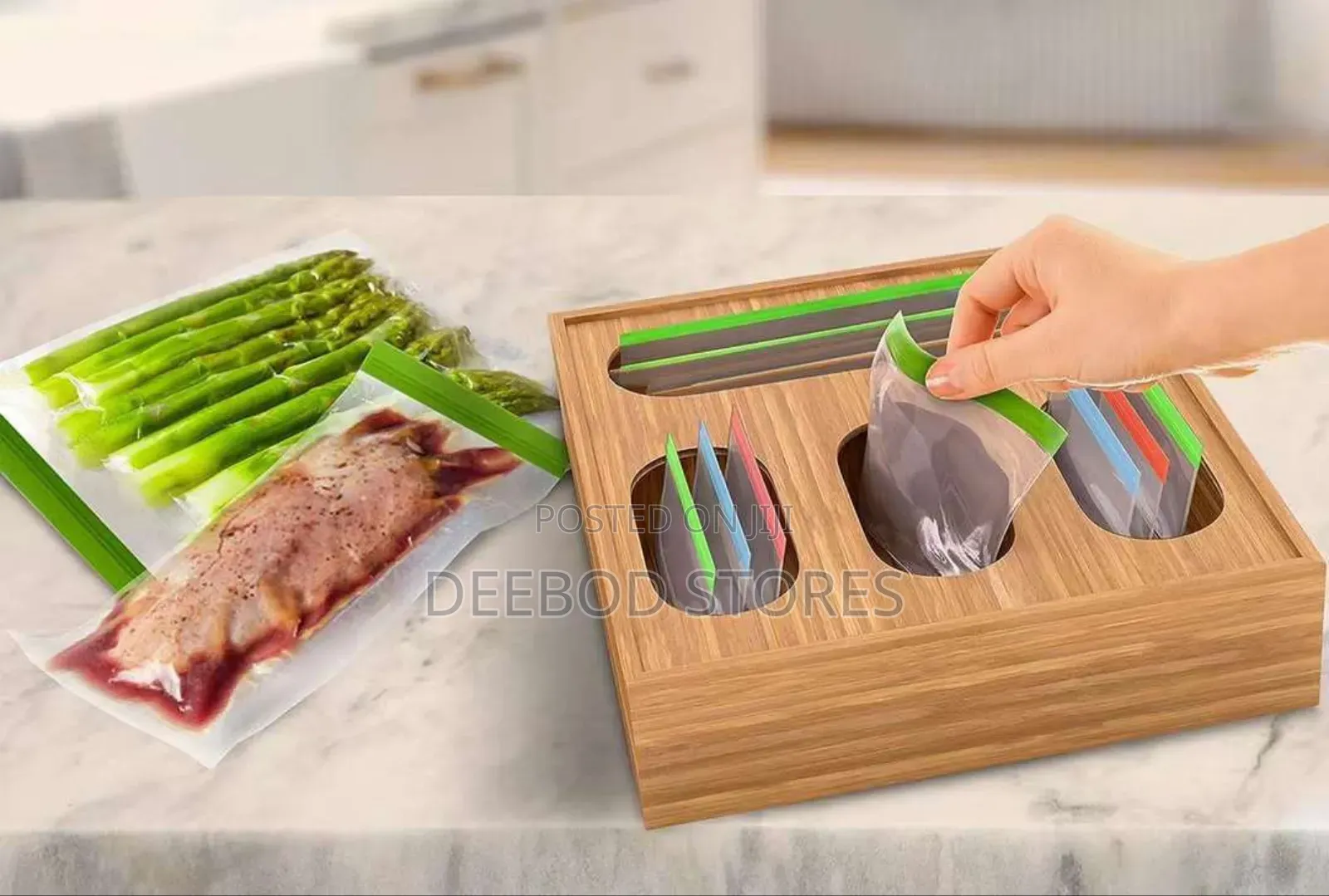 6 Bamboo Ziplock Bag Storage Organizer 4 Slots