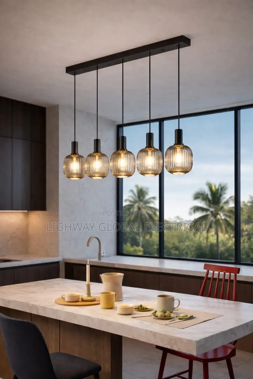 5 in 1 Retro Glass Pendant Chandelier Light