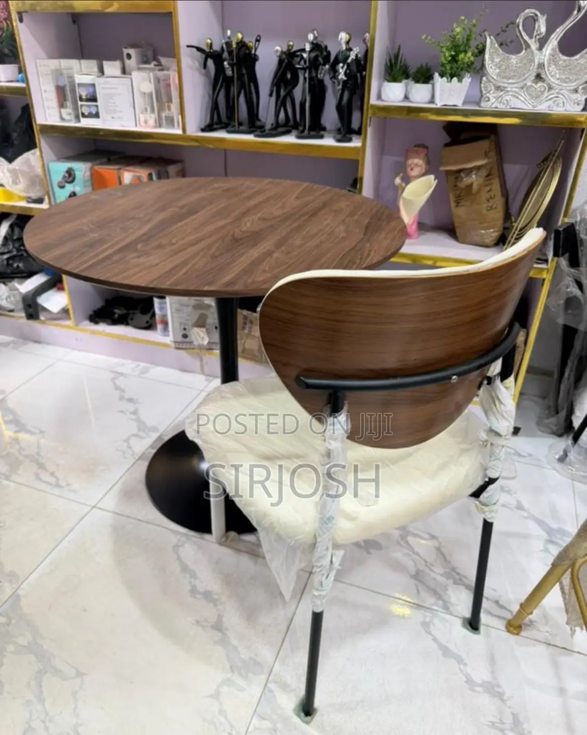 Modern Luxury Wood Dining Chairs and Flat Table Set
