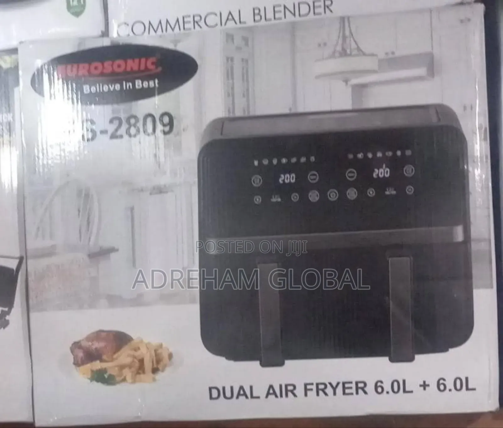 Eurosonics Dual Air Fryer 6.0l + 6.0l