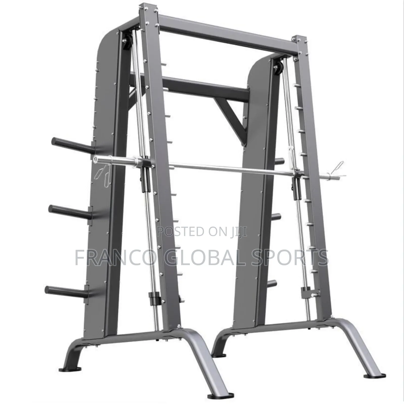 Heavy-Duty Smith Machine Squat Rack Used for Weight Training.
