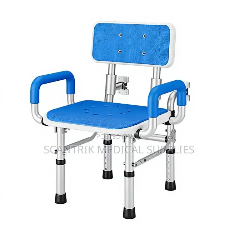 Durable Shower Chair With Back Rest and Crossed Base for Enhancement