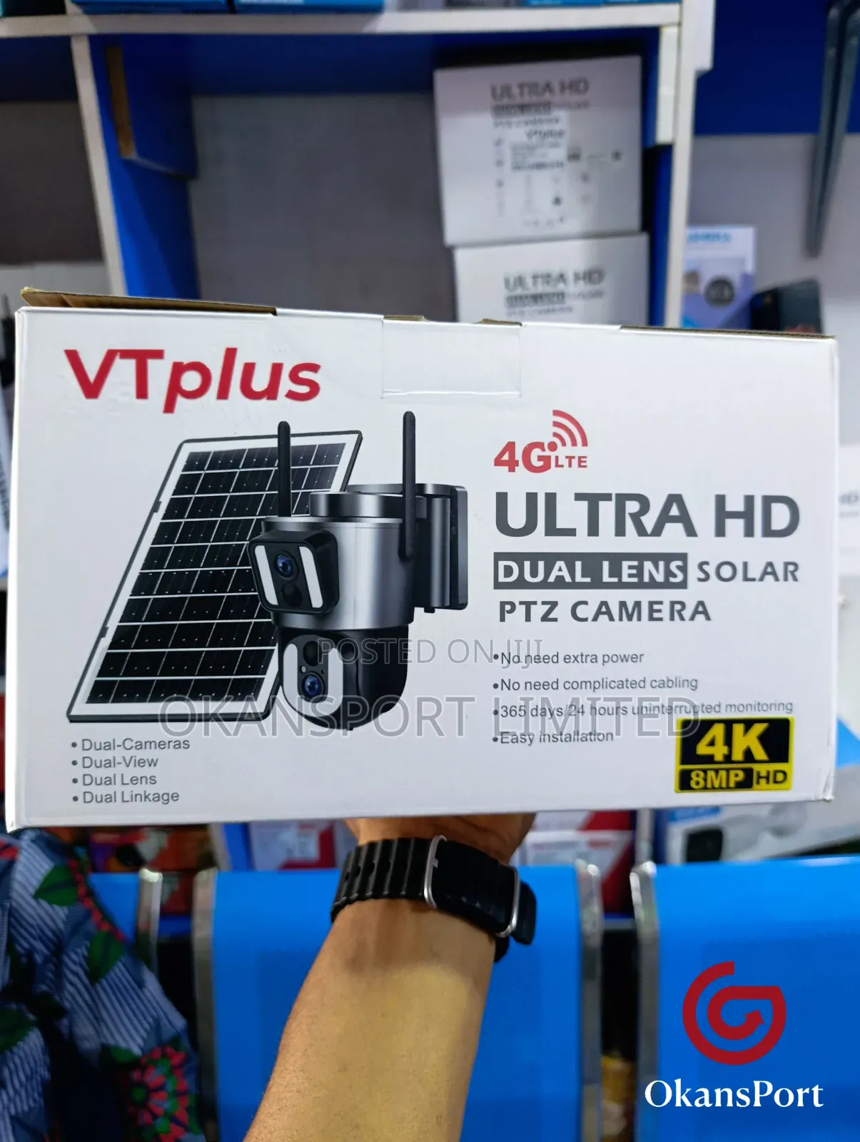 Vtplus 5mp Ultra Hd Solar Camera Dual Lens PTZ Full Color Night Vision